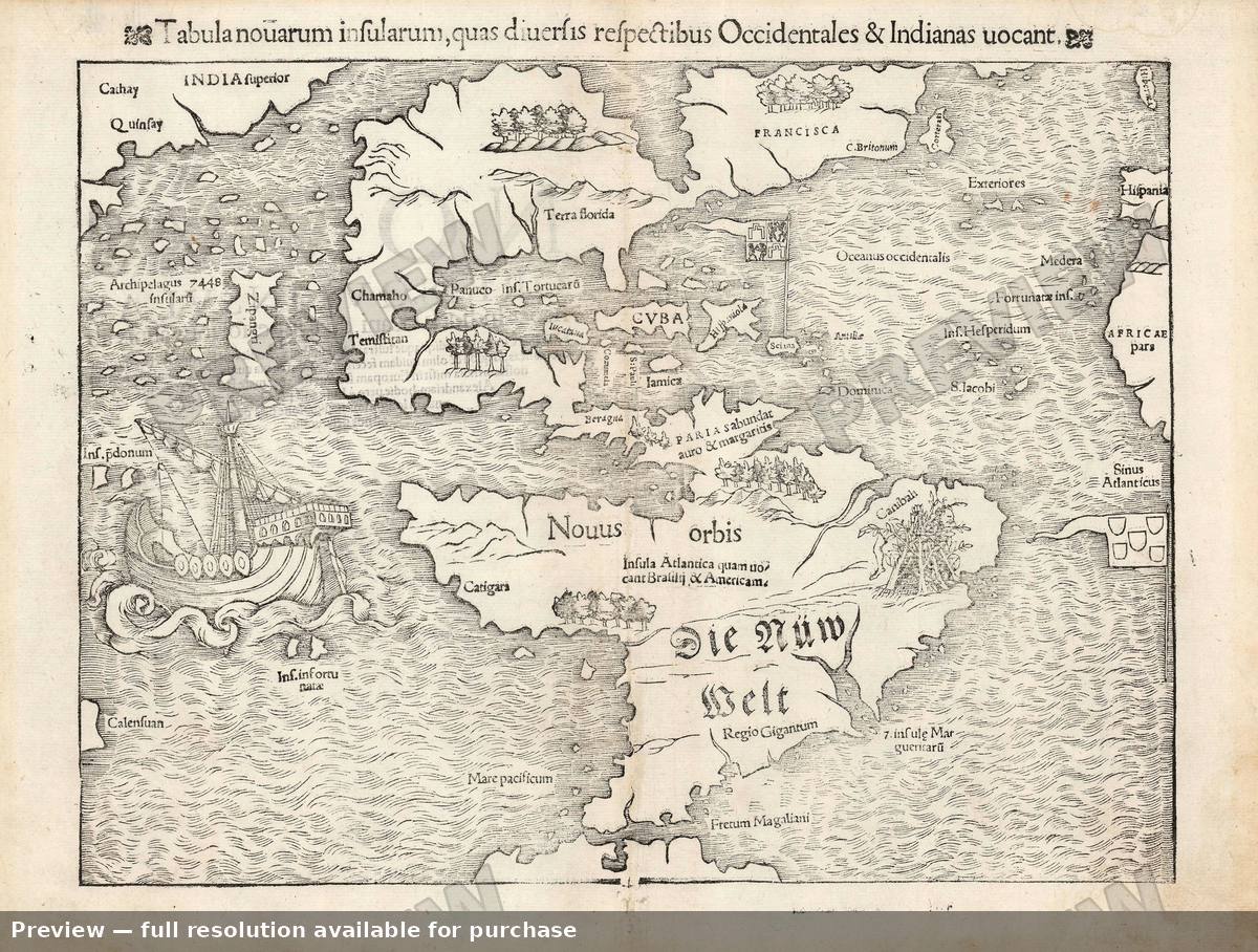 Antique map: America, 1552