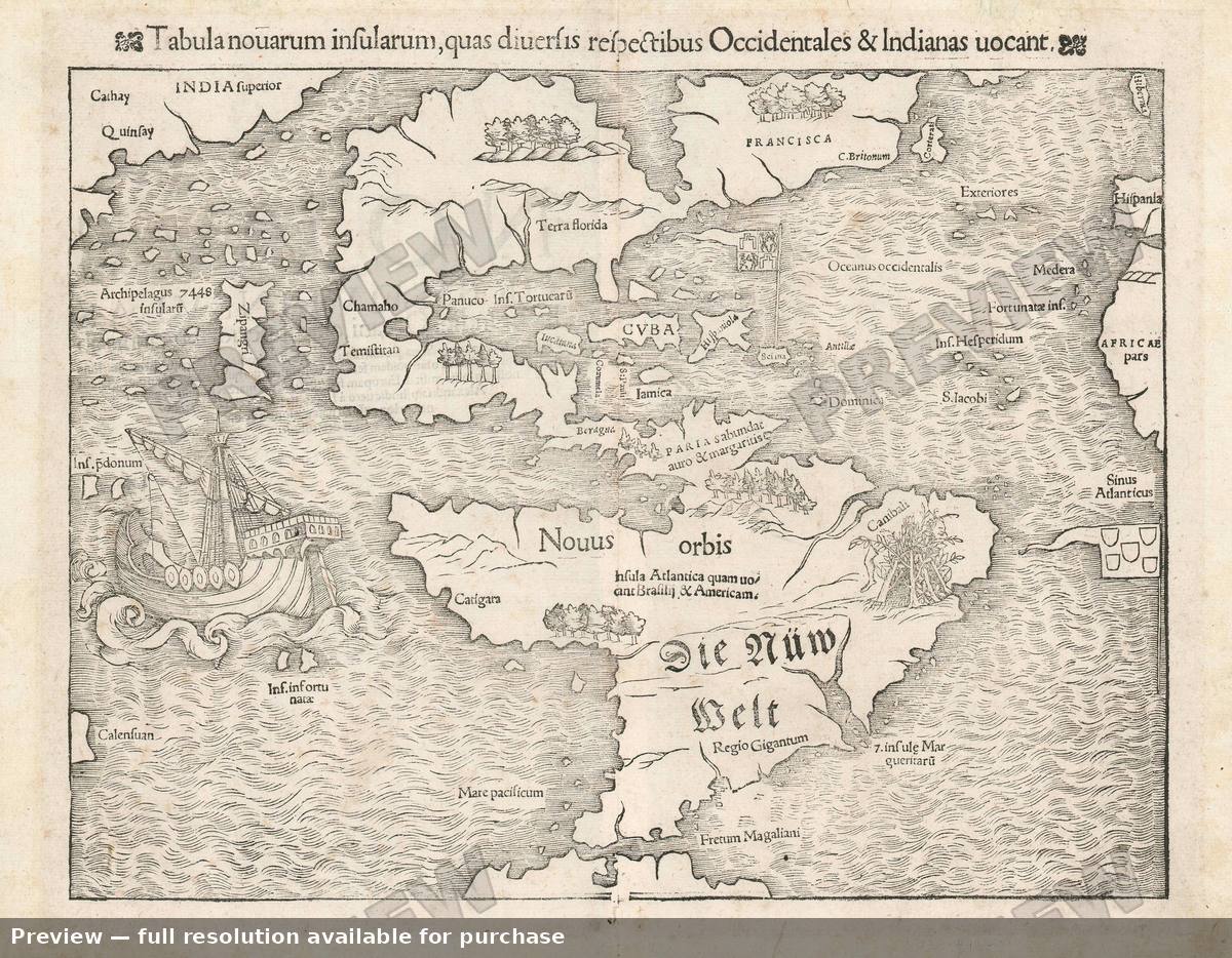 Antique map: America, 1552