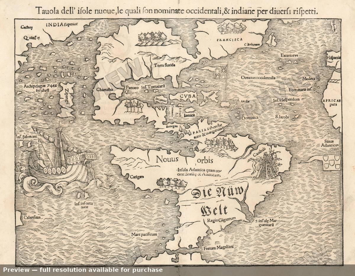 Antique map: America, 1558