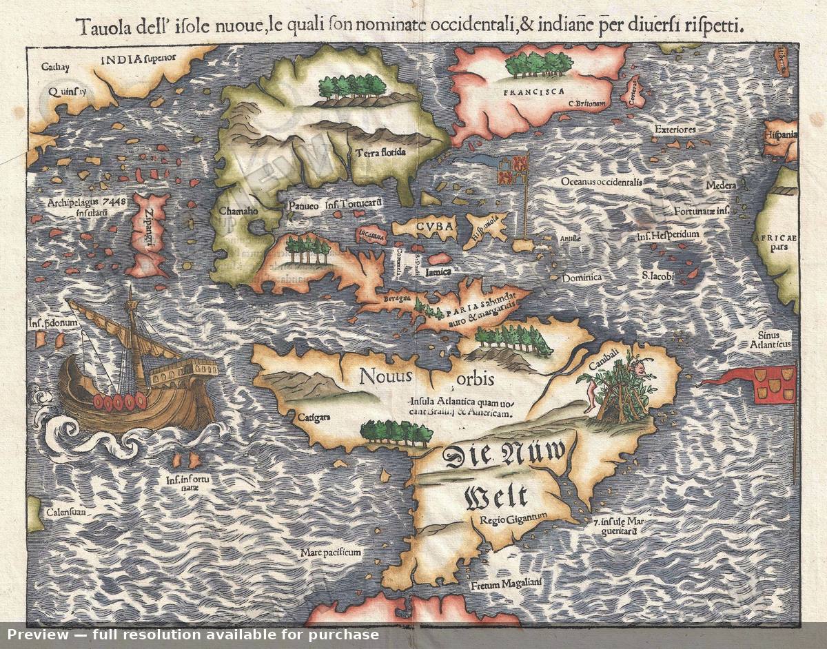 Antique map: America, 1558