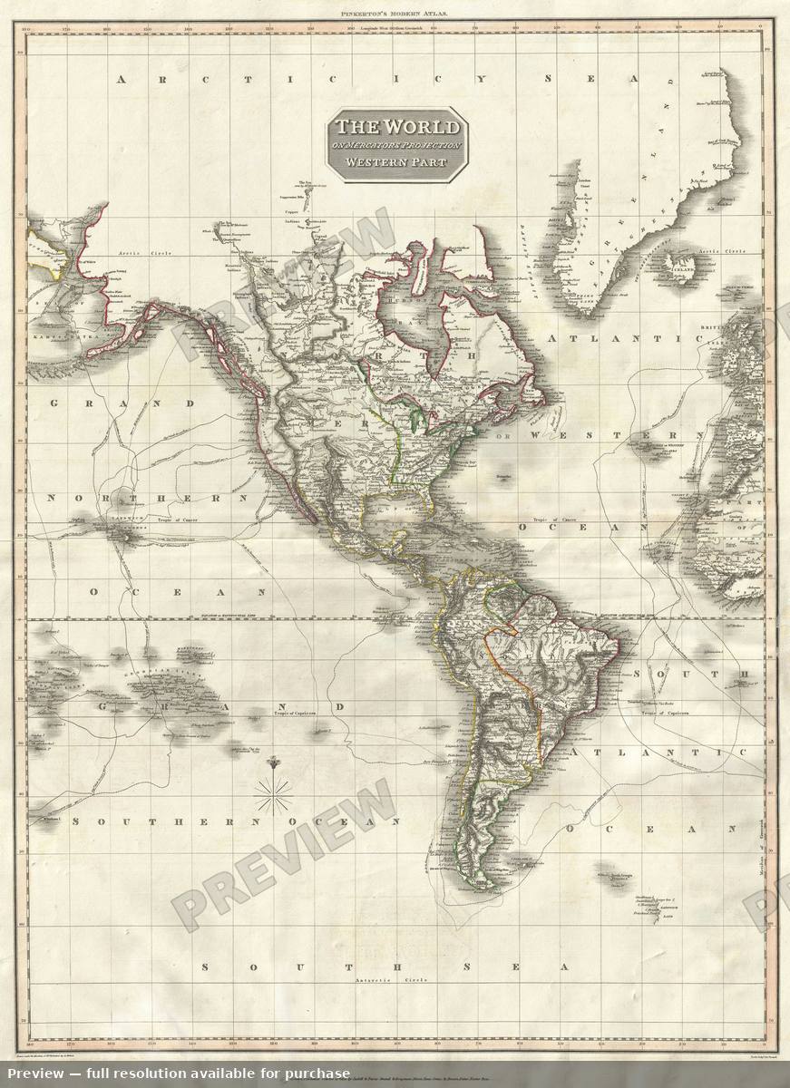 Antique map: America, 1812