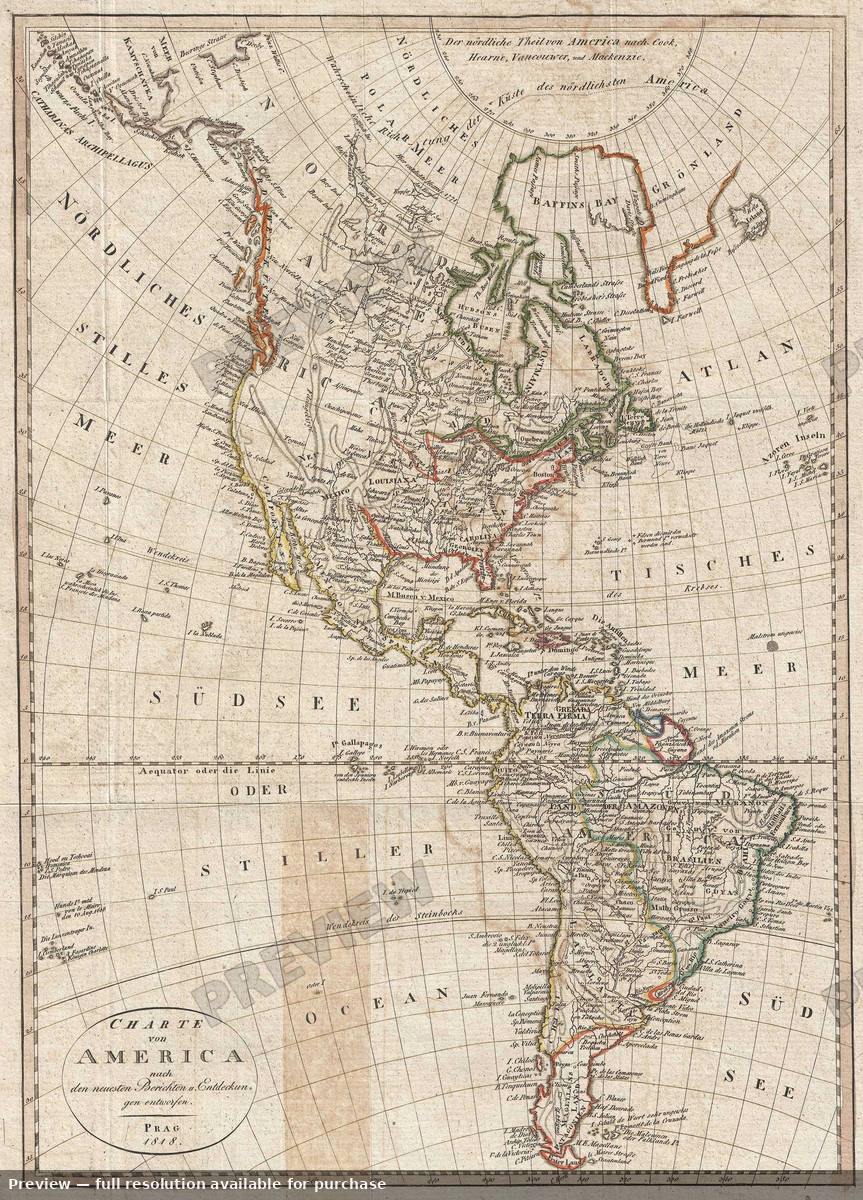 Antique map: America, 1818