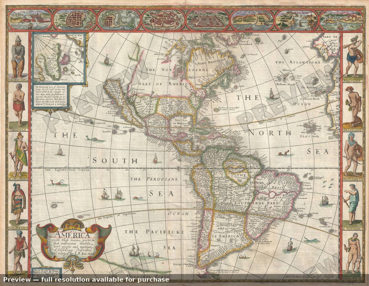 Antique map: America, 1676, 1676