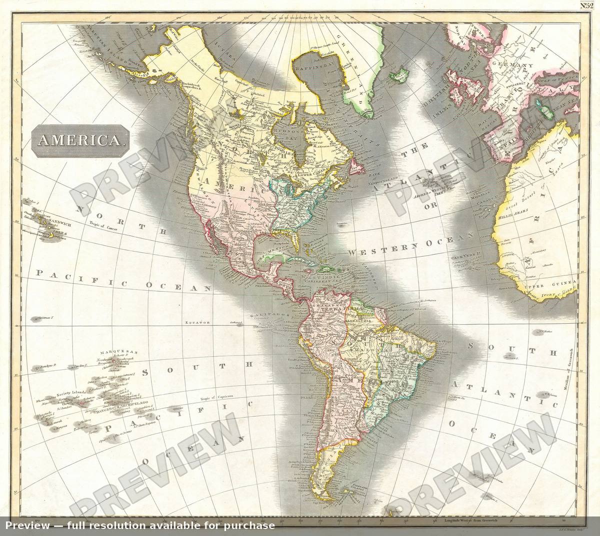 Antique map: America, 1815