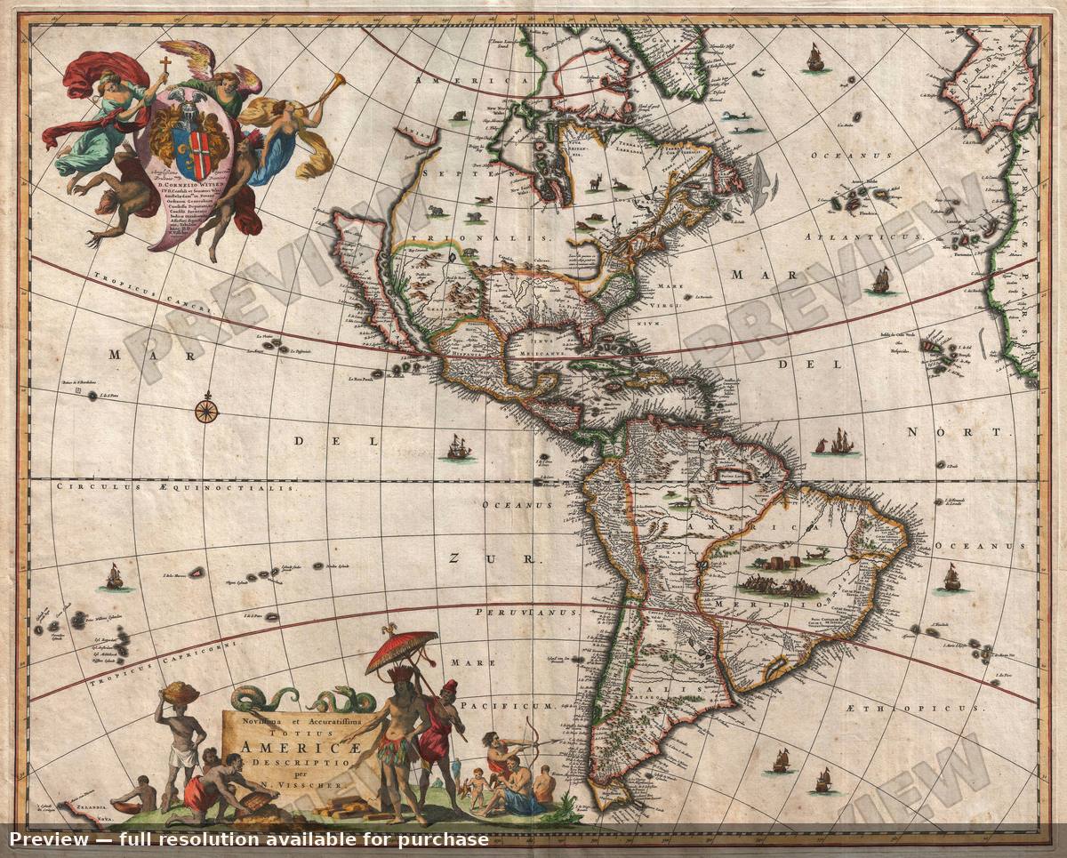 Antique map: America, 1658