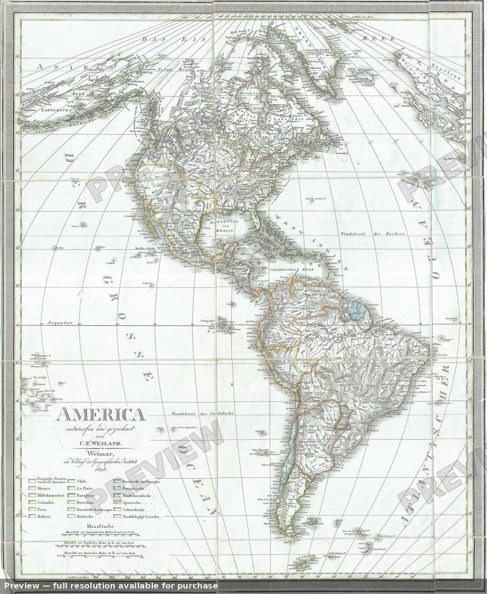 Antique map: America, 1828