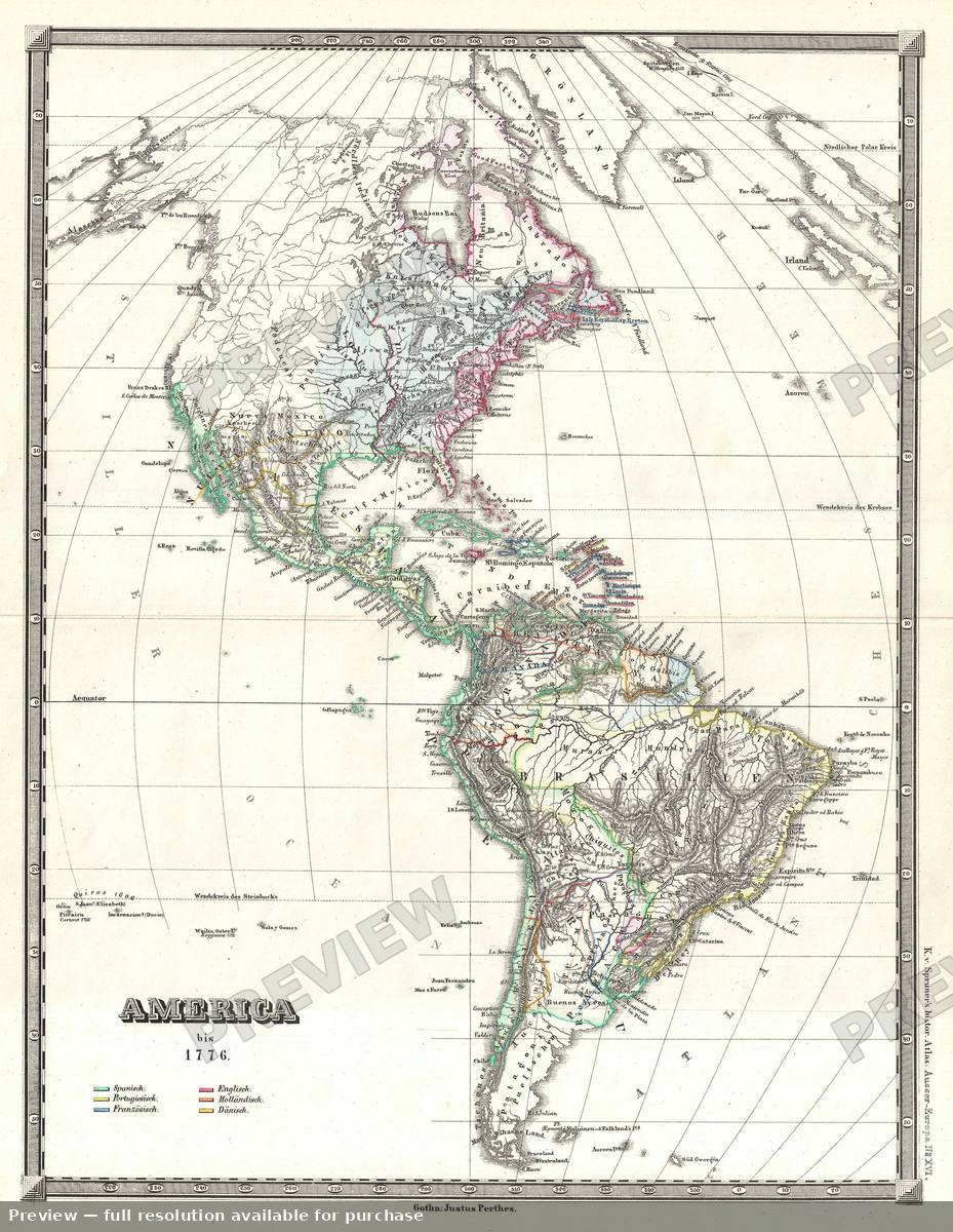 Antique map: America Bis 1776, 1855
