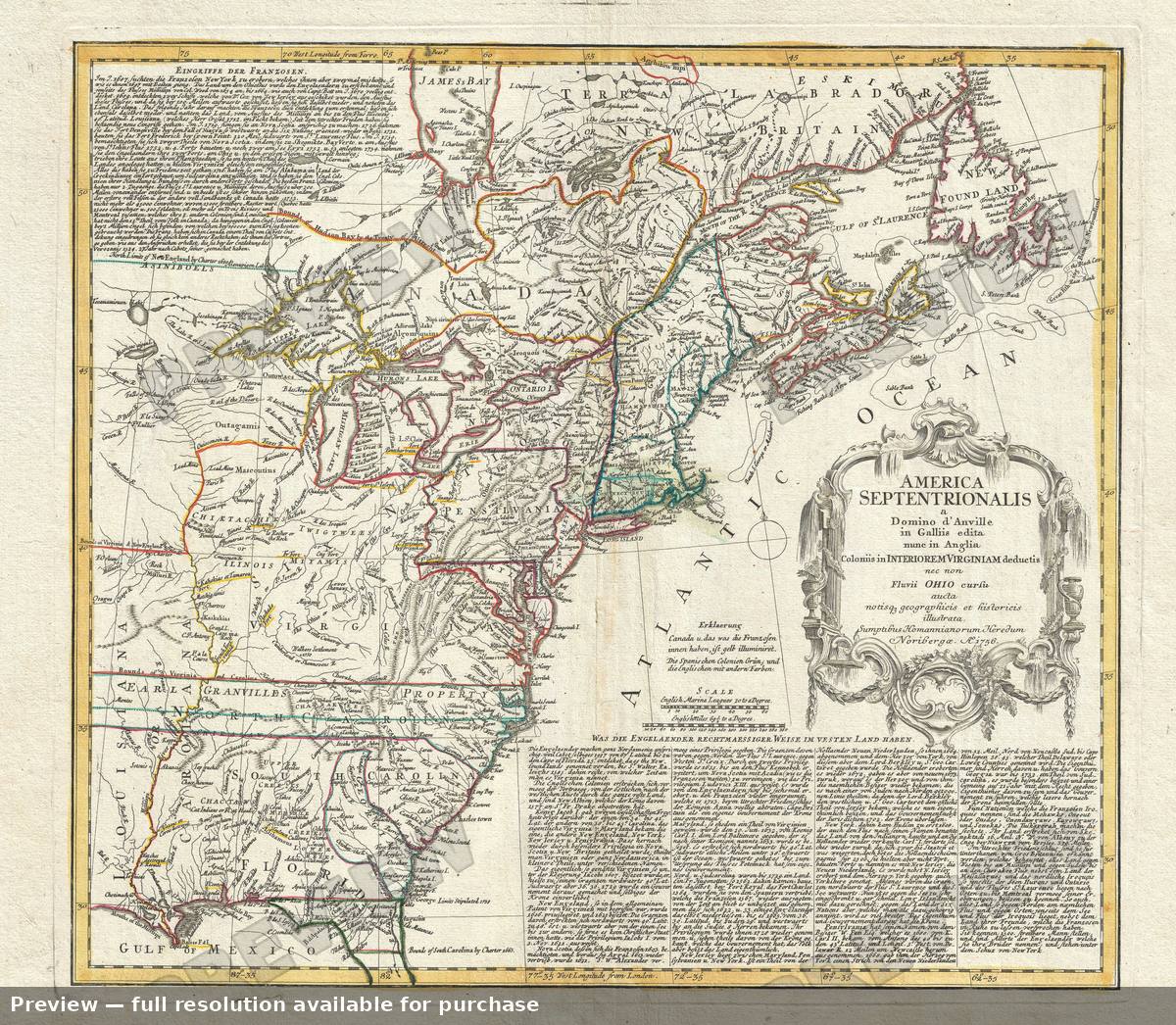 Antique map: America Septentrionalis, 1756