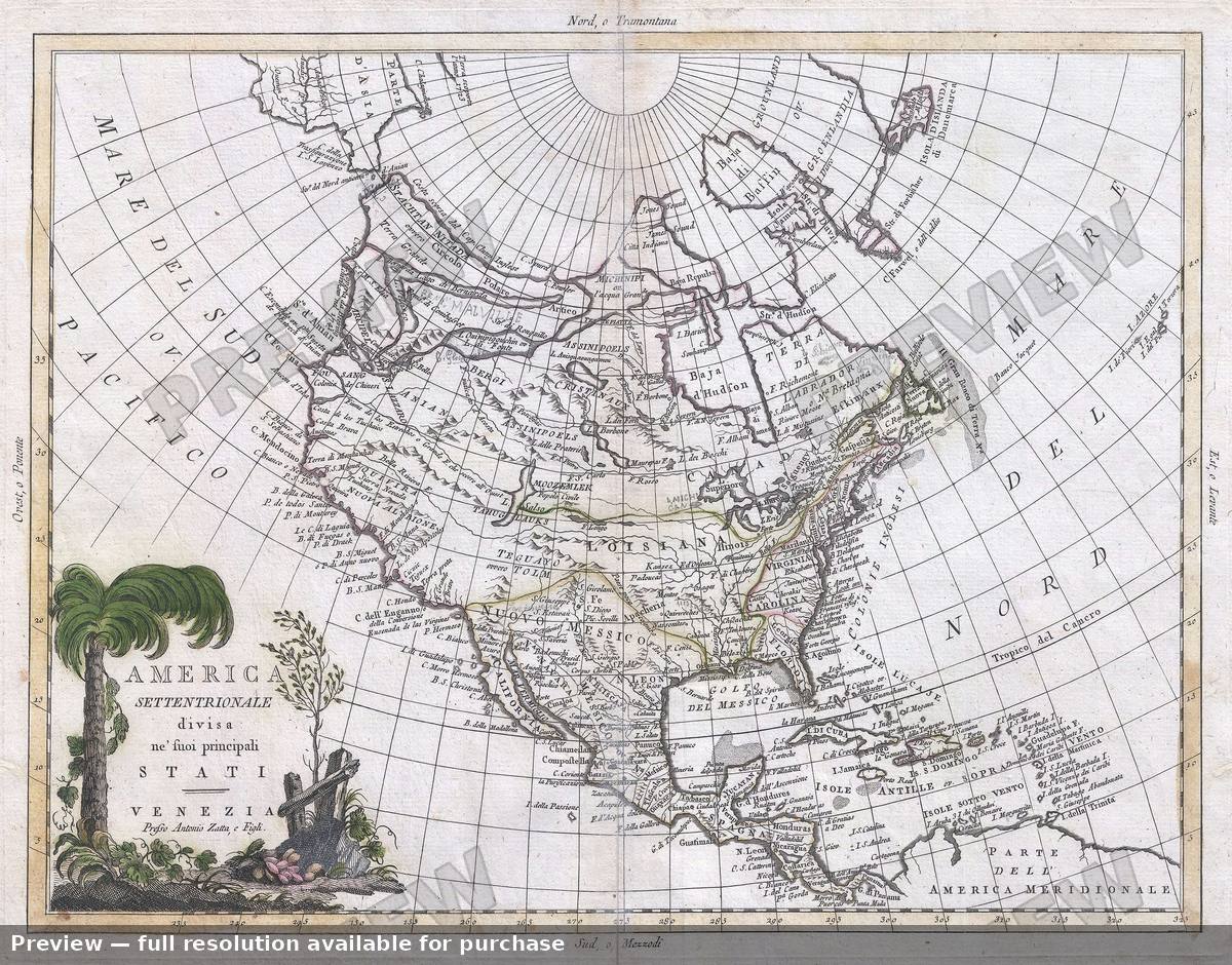 Antique map: America Settentrionale, 1785, 1785