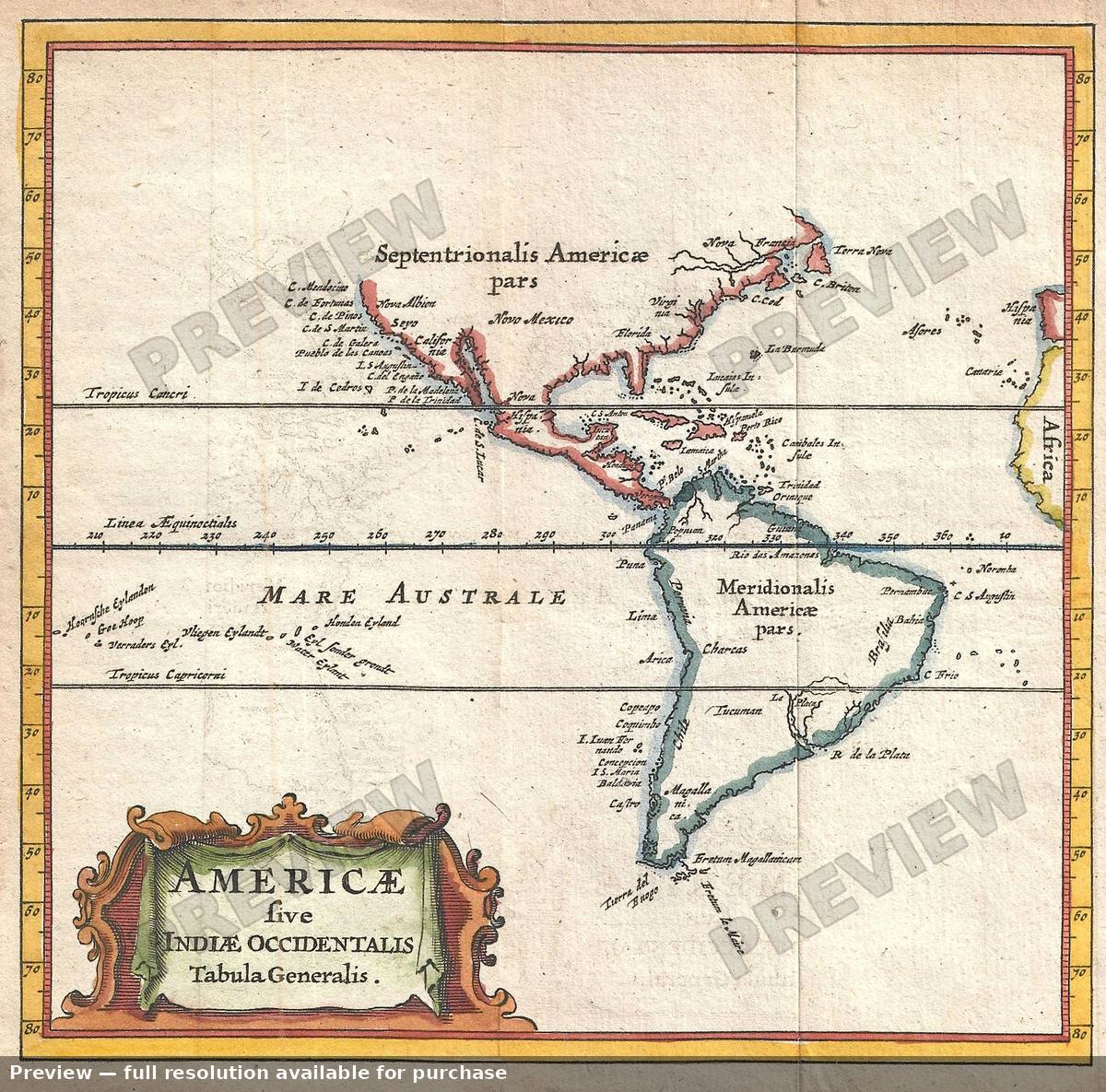 Antique map: Americae, 1661, 1661