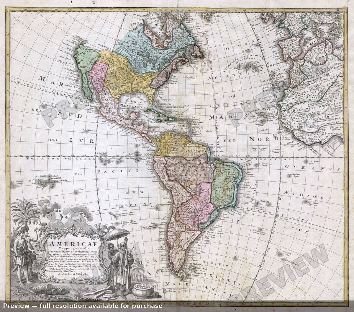 Antique map: Americae, 1746