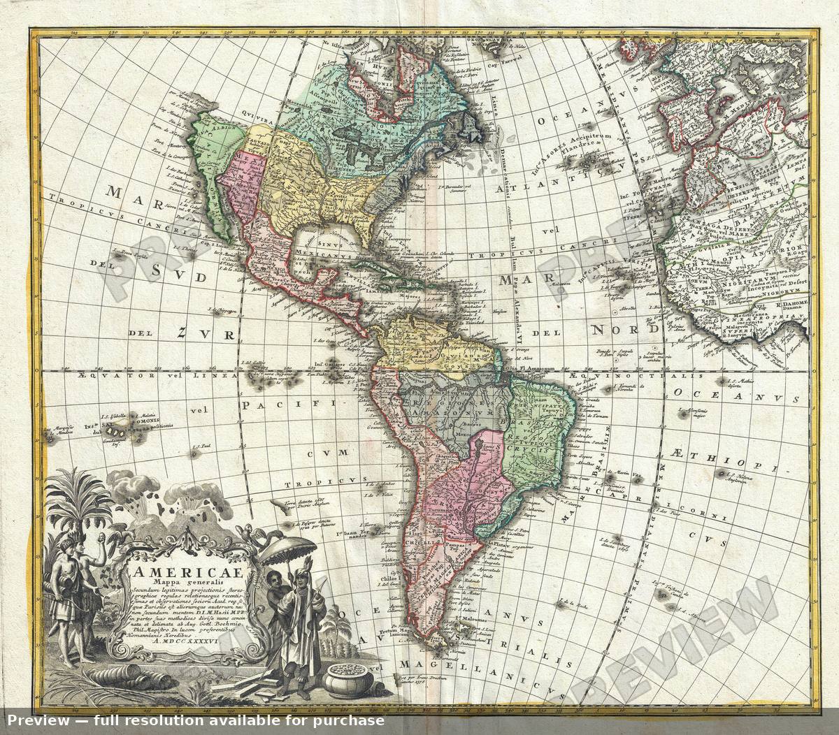 Antique map: Americae 2, 1746