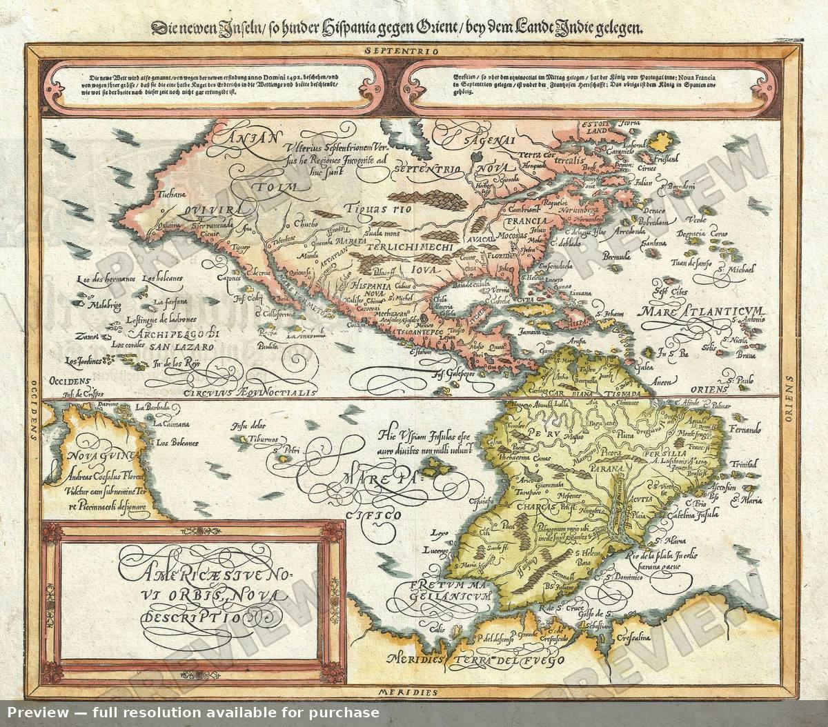 Antique map: Americae Sive Novi Orbis, 1588