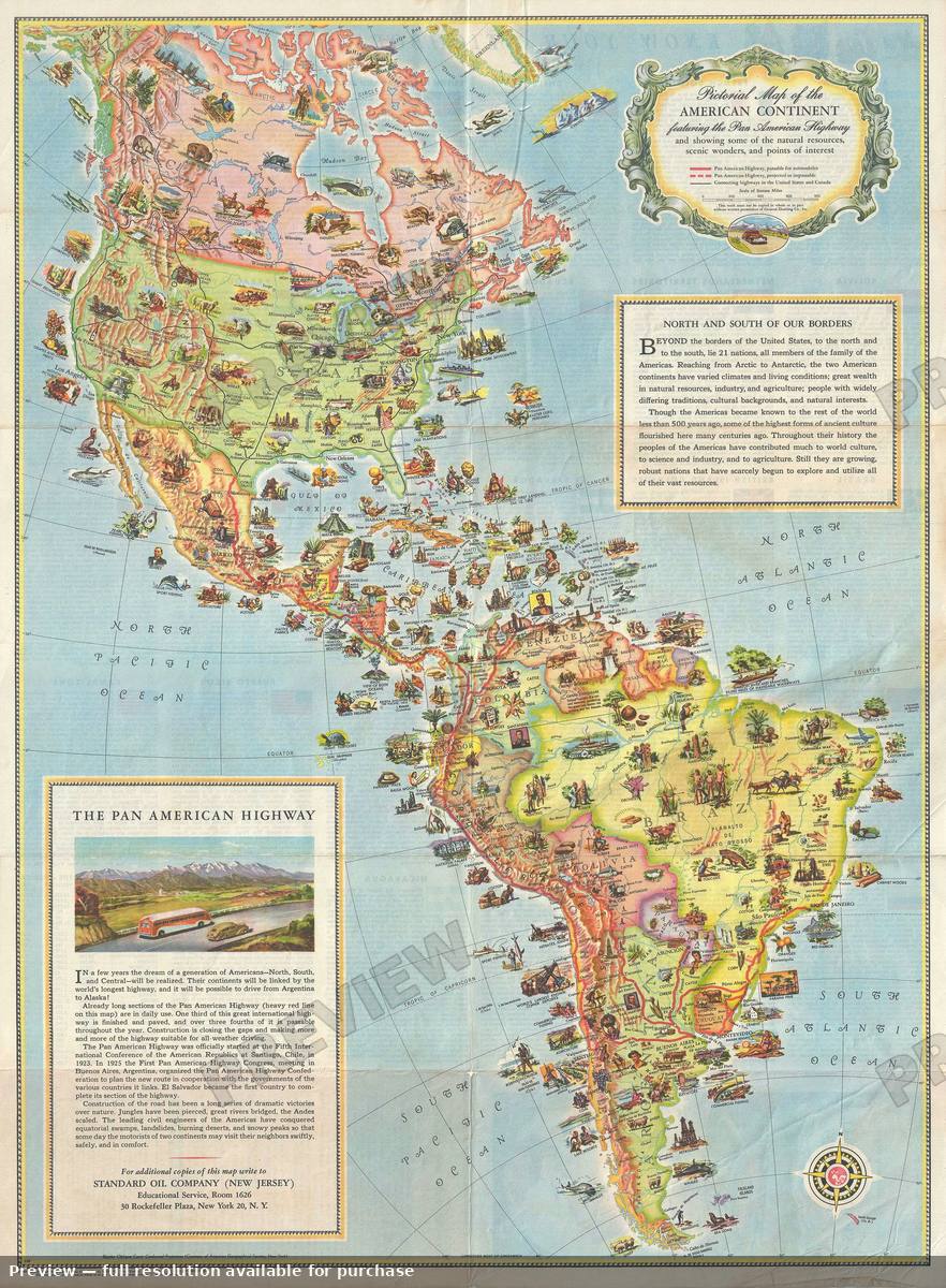 Antique map: American Continent, 1930, 1930