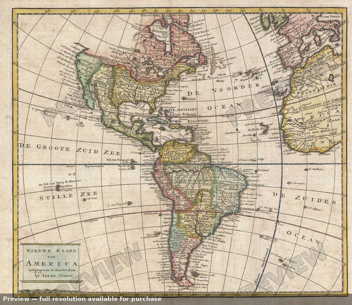 Antique map: Americas, 1769
