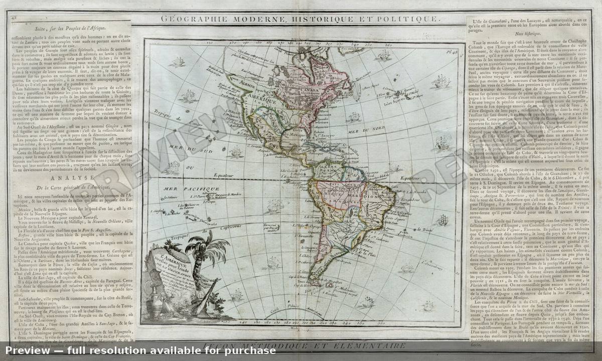 Antique map: Amerique, 1786