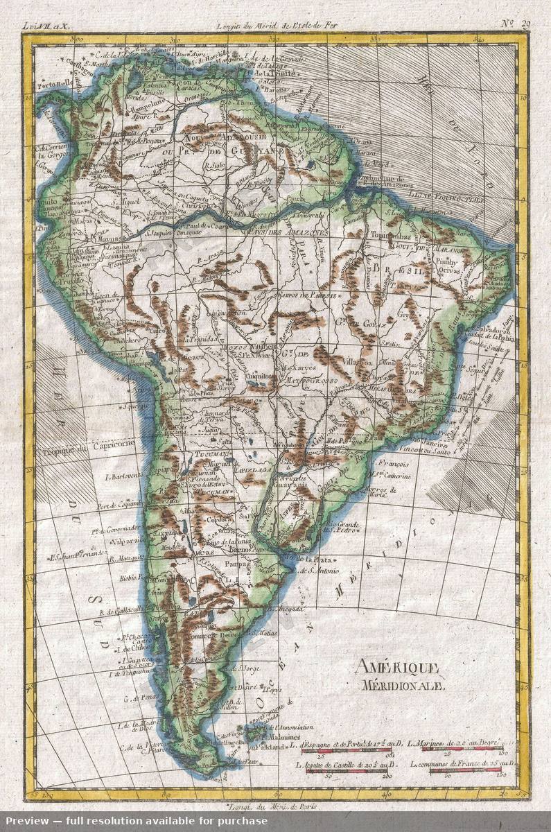 Antique map: Amerique Meridionale, 1780