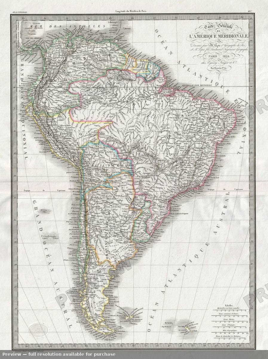 Antique map: Amerique Meridionale, 1829