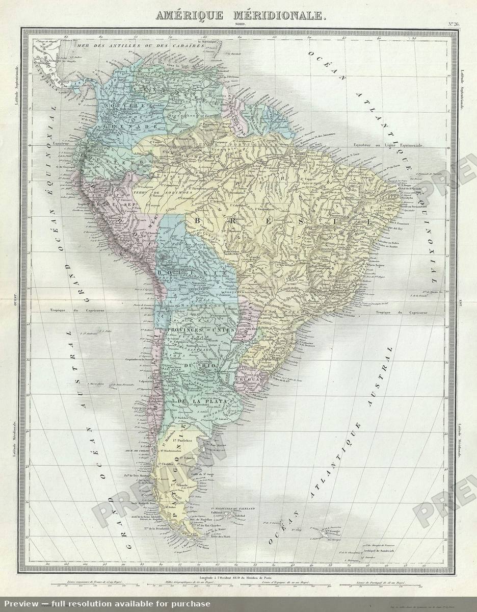 Antique map: Amerique Meridionale, 1874
