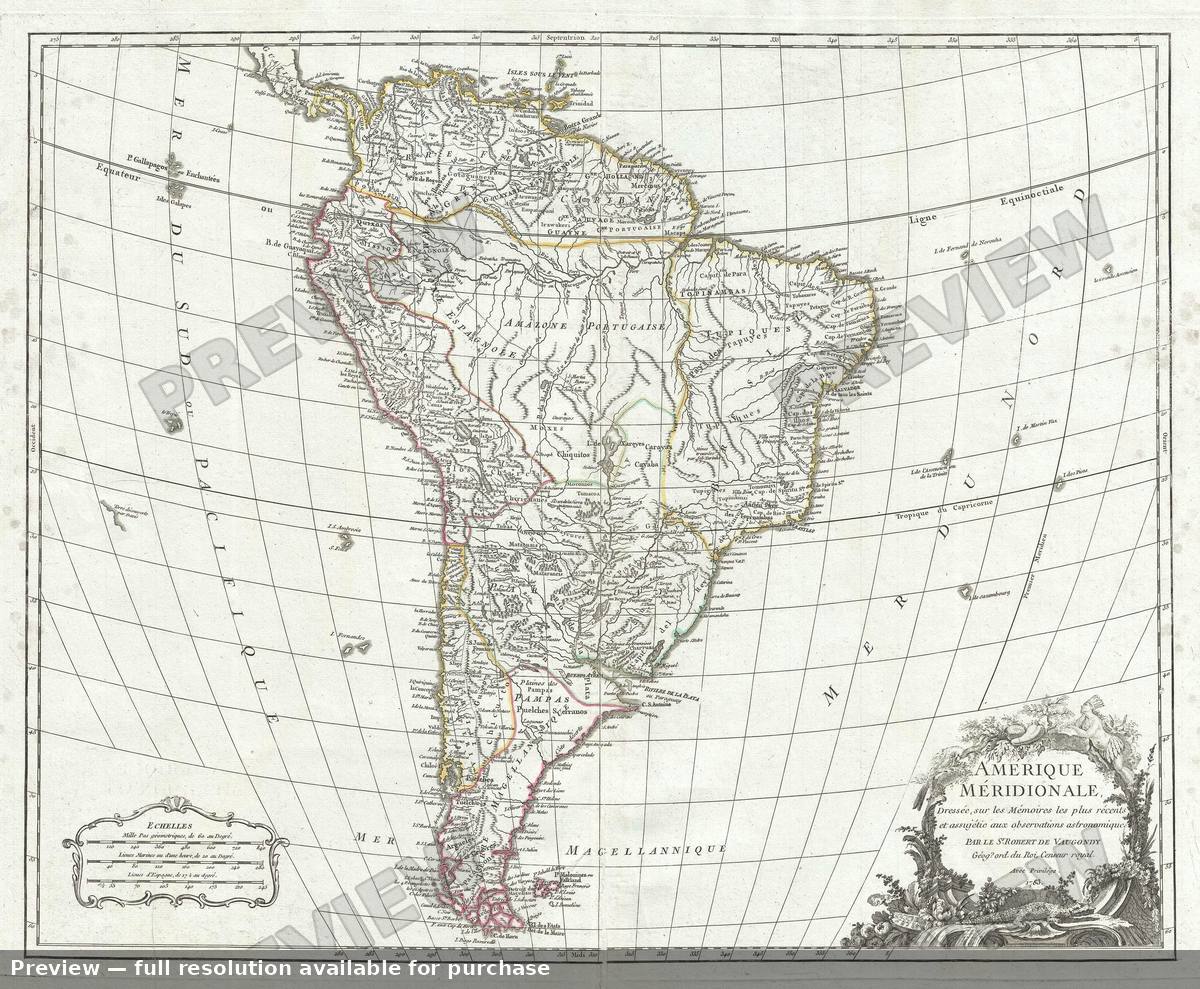 Antique map: Amerique Meridionale, 1757