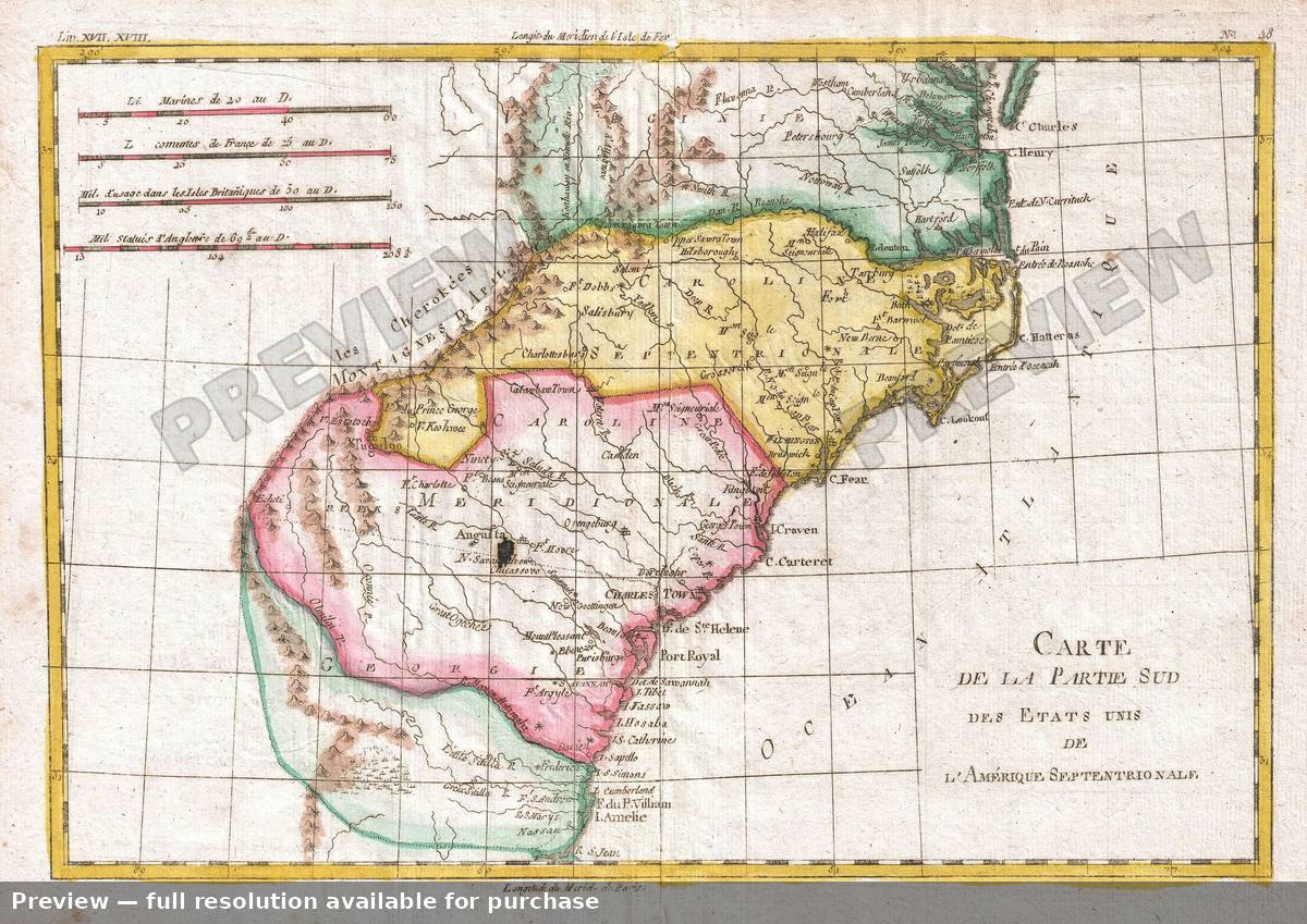 Antique map: Amerique Sept, 1780, 1780