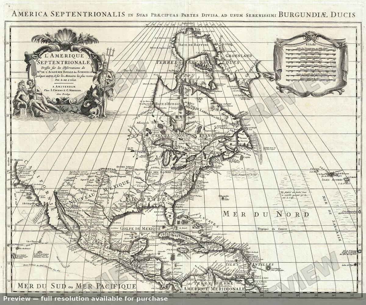 Antique map: Amerique Septentrionale, 1708