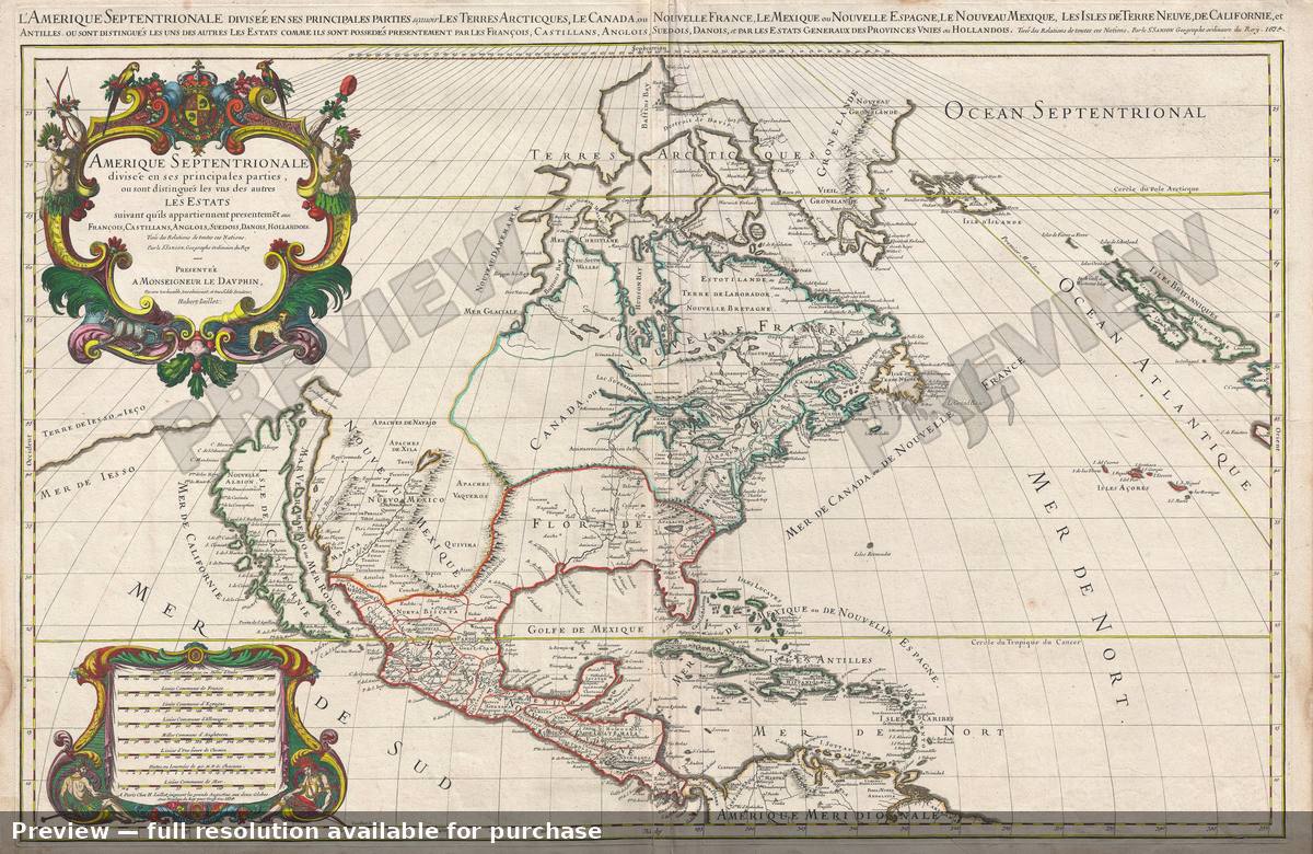 Antique map: Amerique Septentrionale, 1674