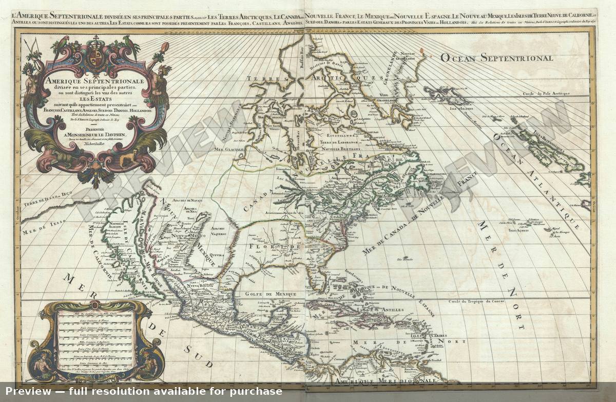 Antique map: Amerique Septentrionale, 1692
