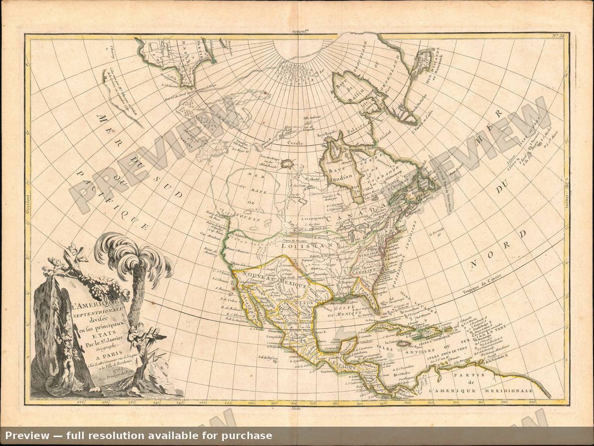 Antique map: Amerique Septentrionale, 1762
