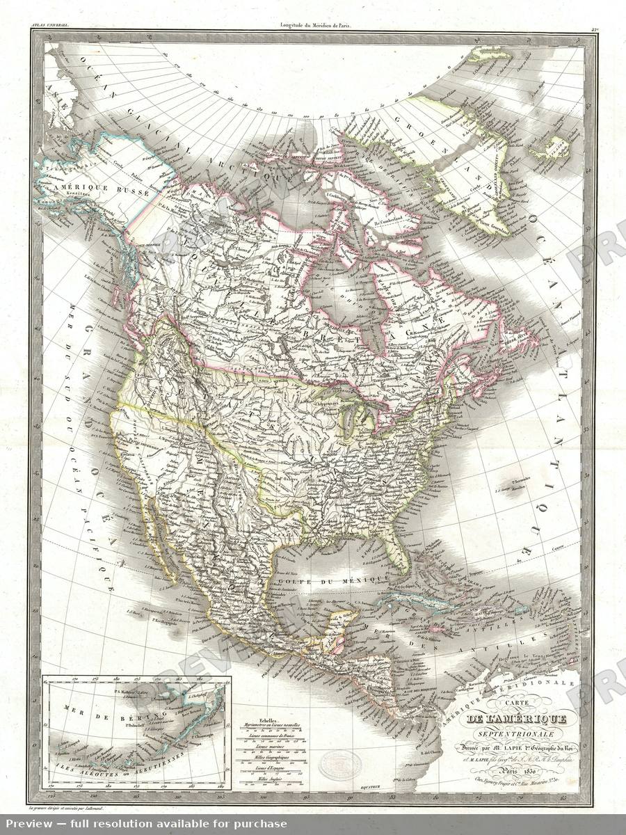 Antique map: Amerique Septentrionale, 1829