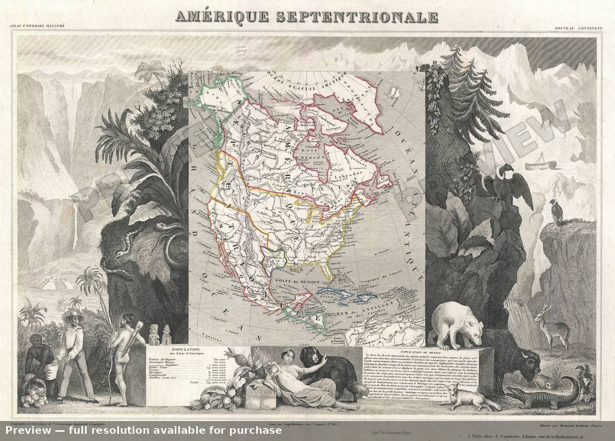 Antique map: Amerique Septentrionale, 1852