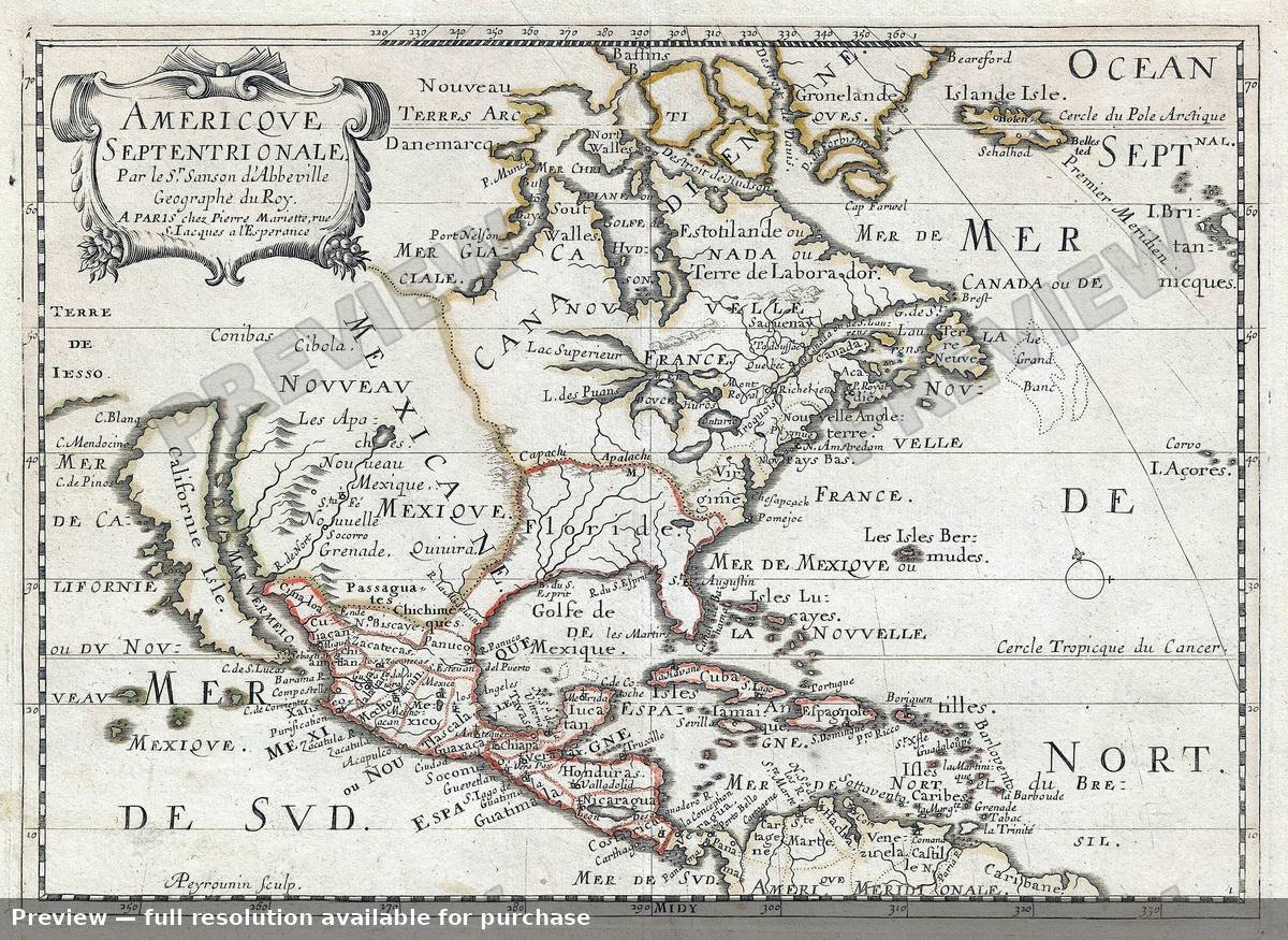 Antique map: Amerique Septentrionale, 1662, 1662