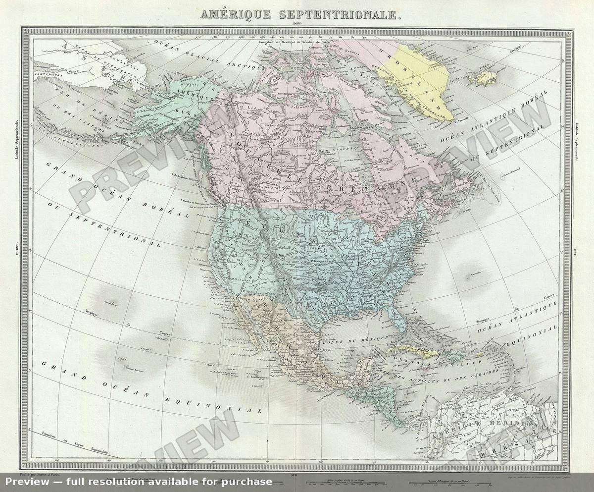 Antique map: Amerique Septentrionale, 1874