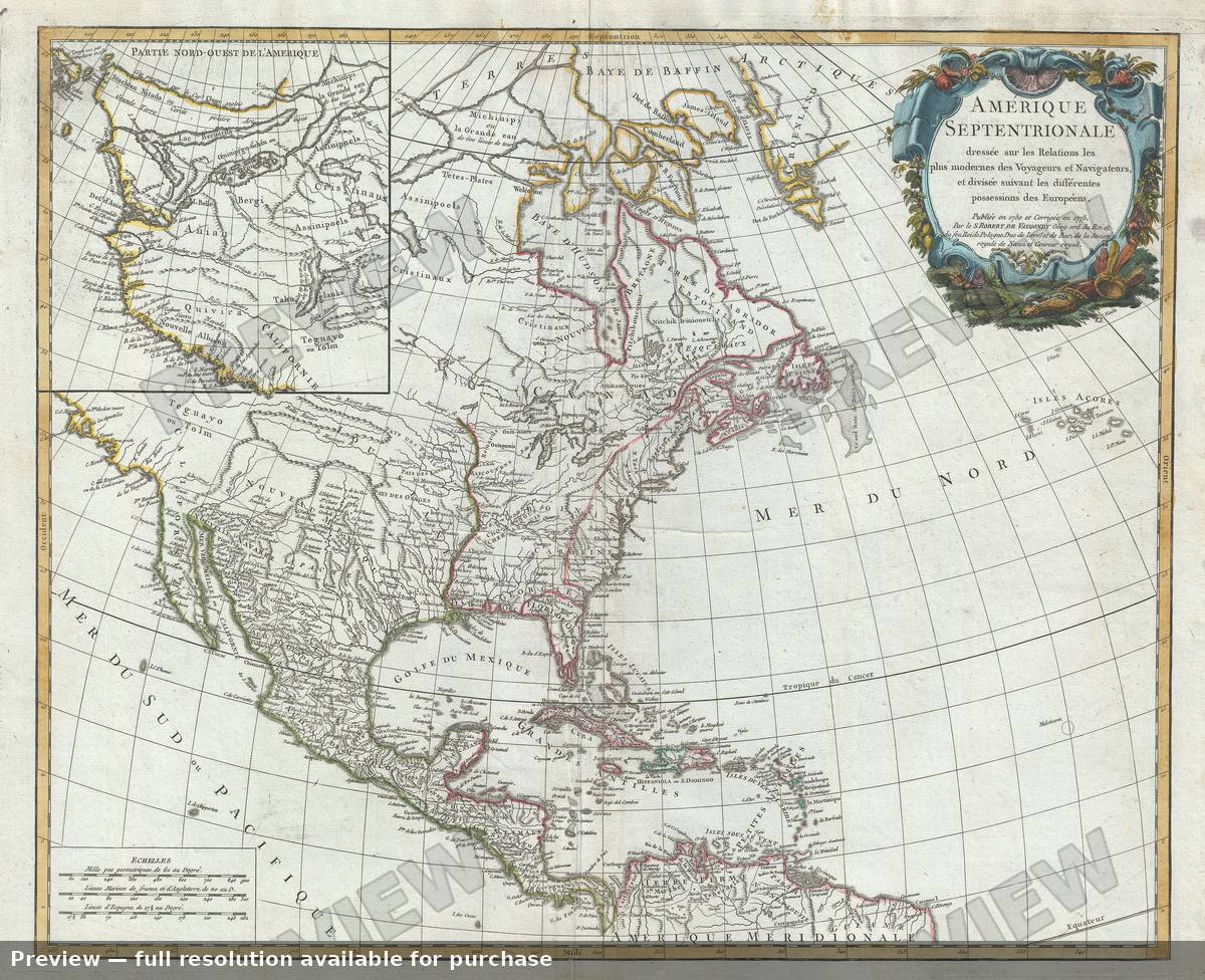 Antique map: Amerique Septentrionale, 1775, 1775