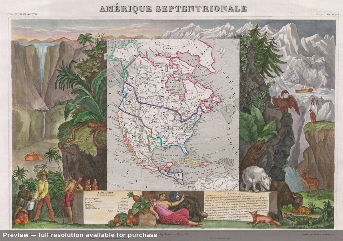 Antique map: Amerique Septentrionale 2, 1852