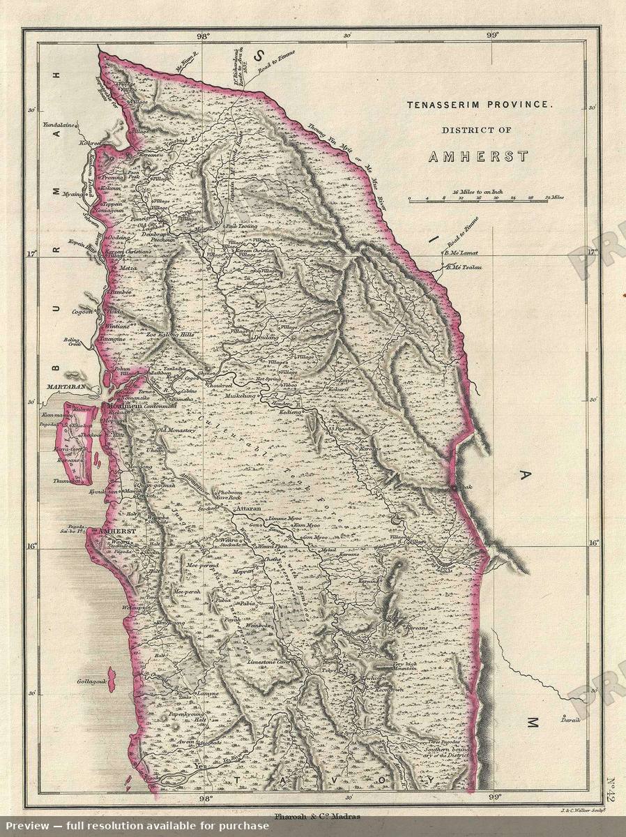 Antique map: Amherst, 1854