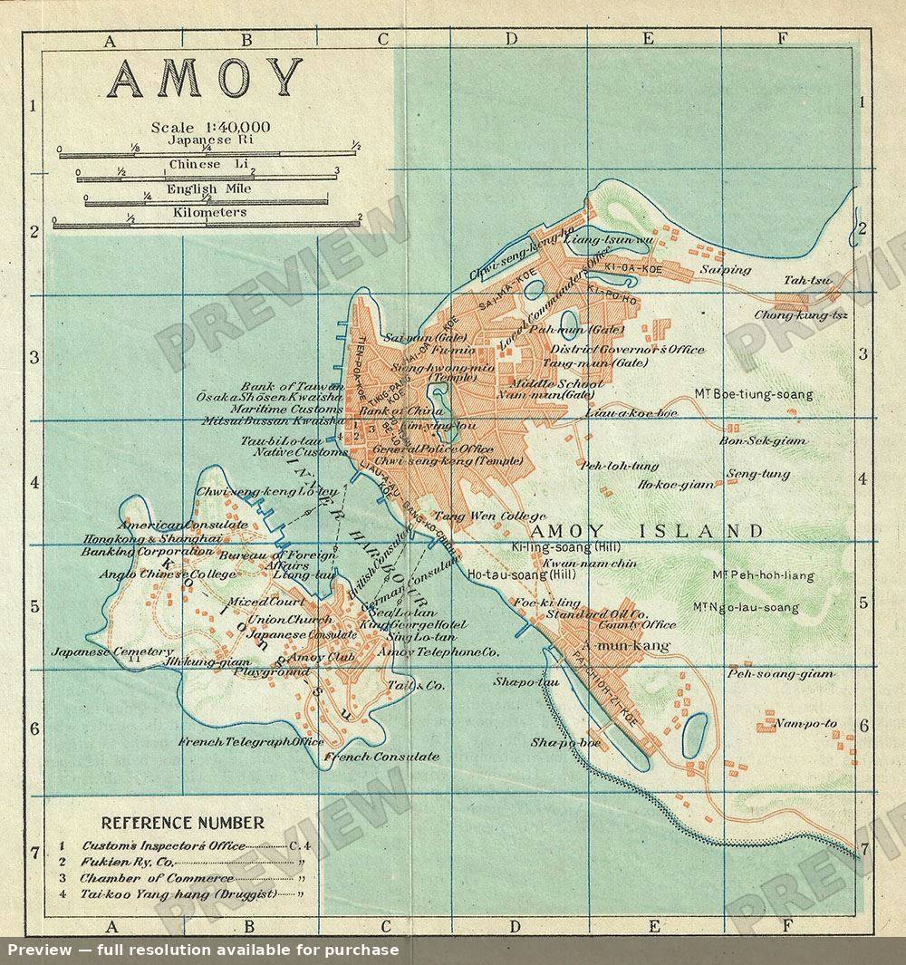 Antique map: Amoy, 1924