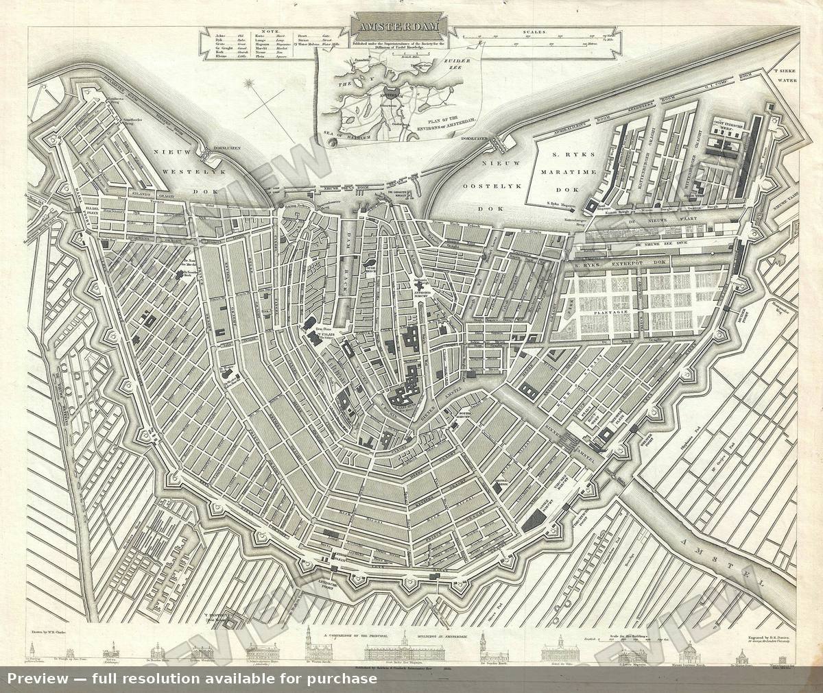 Antique map: Amsterdam 2, 1835
