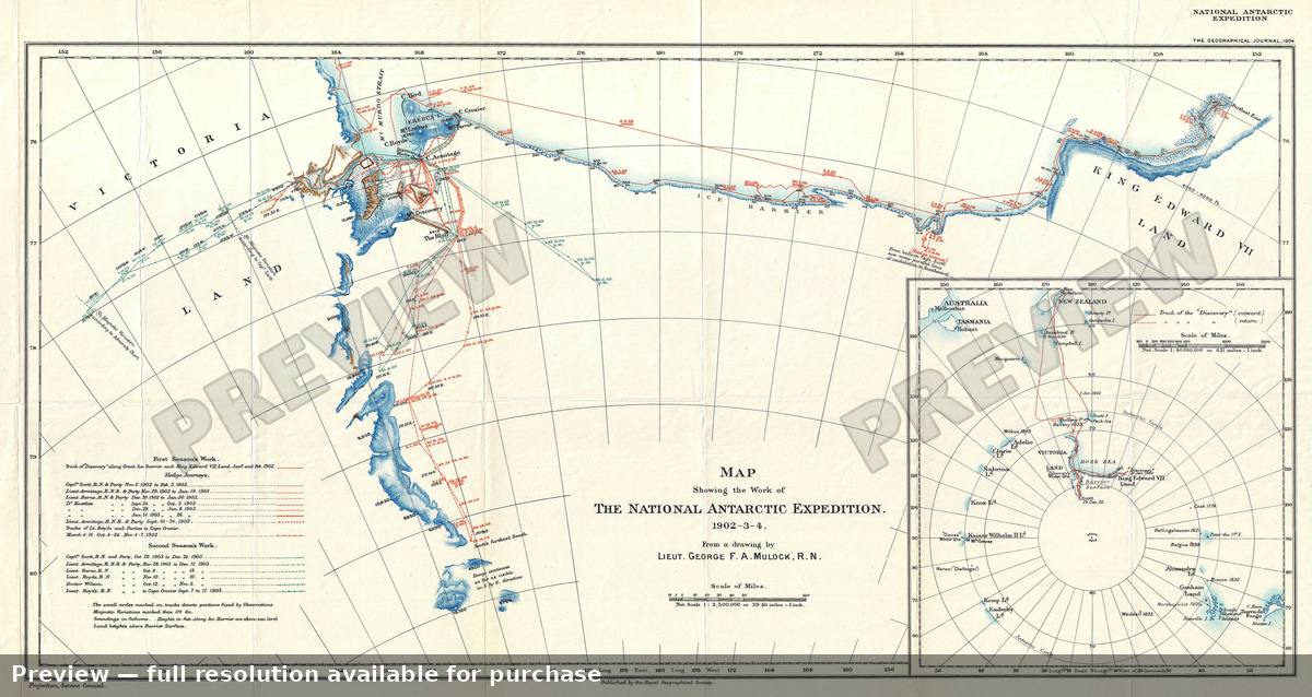 Antique map: Anarctic Exp, 1904