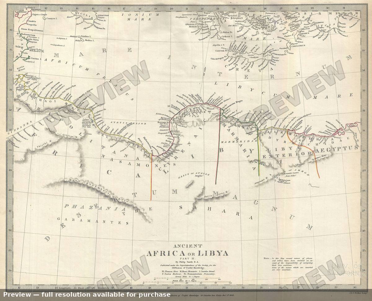 Antique map: Ancient Africa Libya, 1844