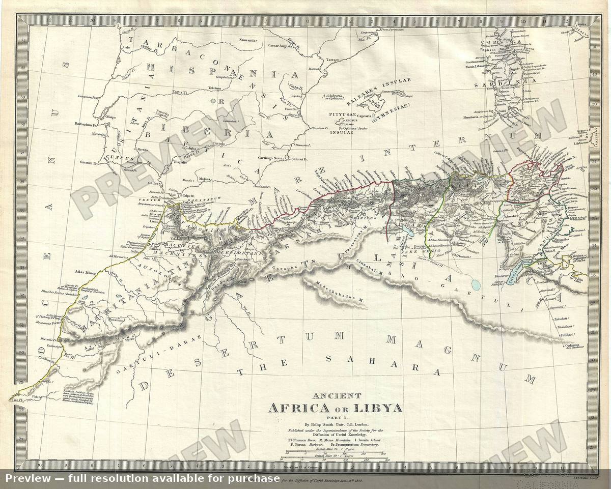 Antique map: Ancient Africa Libya 1, 1844
