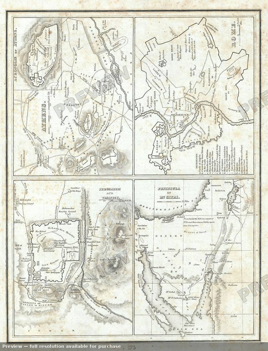 Antique map: Ancient Cities, 1835