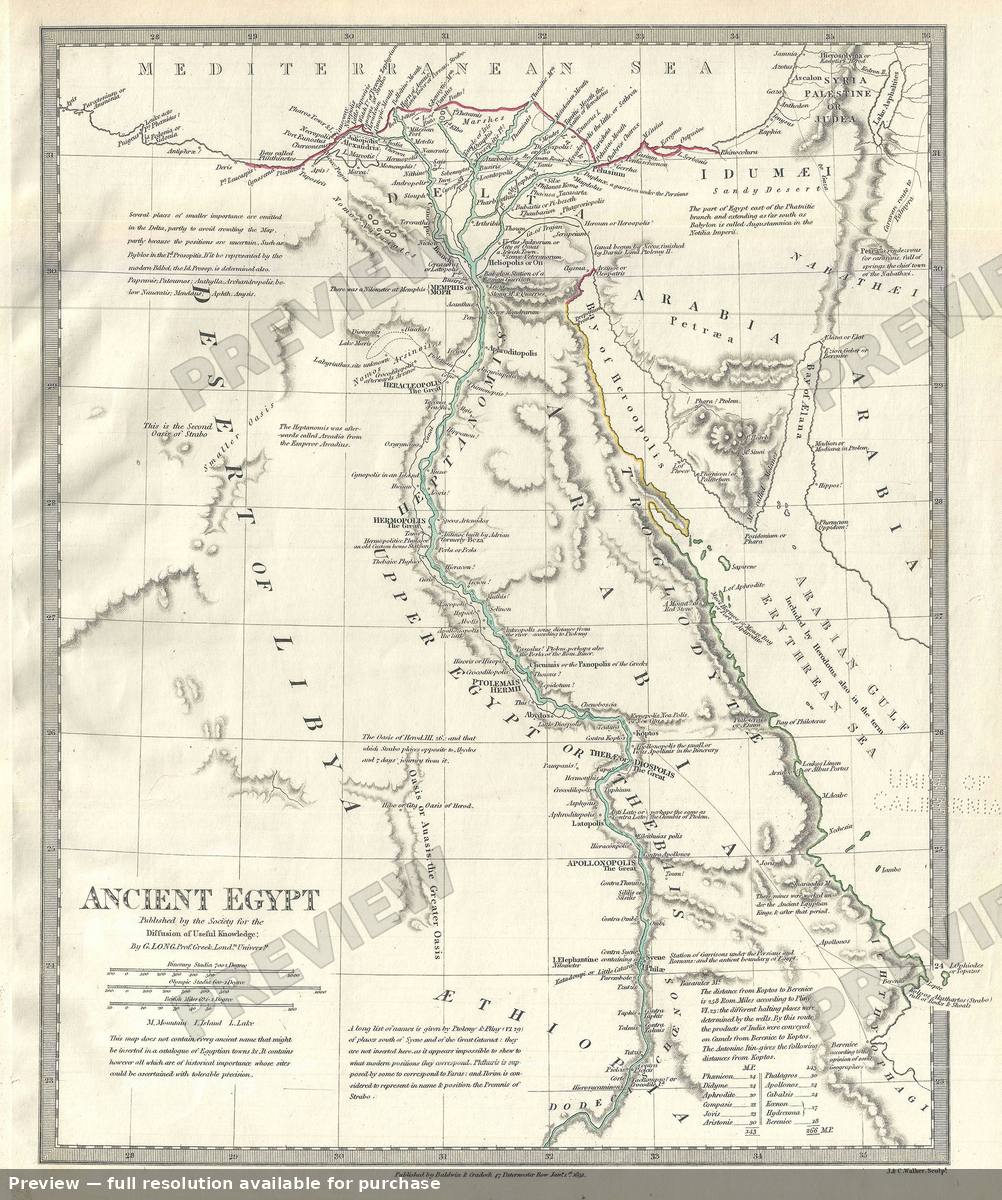 Antique map: Ancient Egypt, 1844