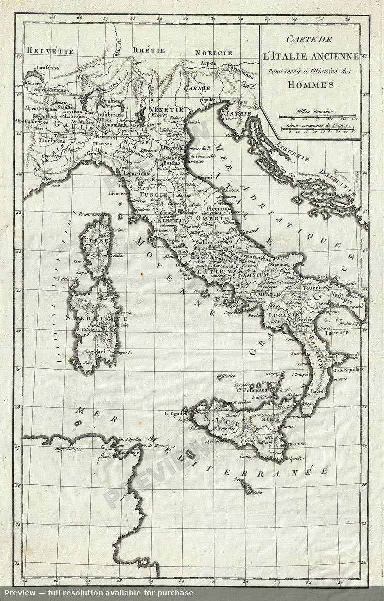 Antique map: Ancient Italy, 1770
