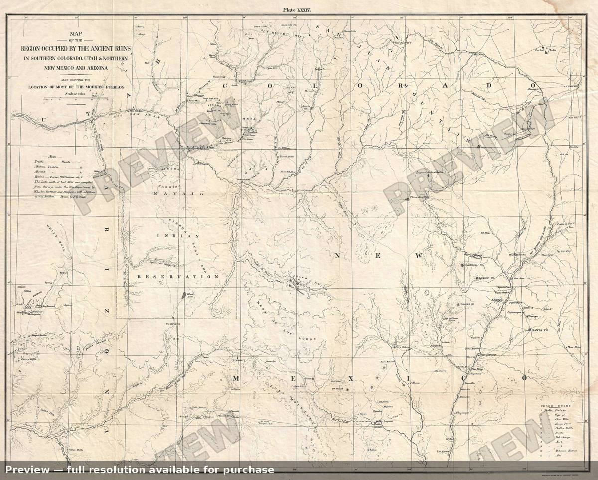 Antique map: Ancient Ruins, 1876