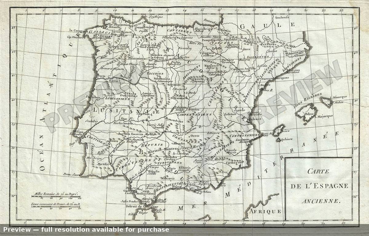 Antique map: Ancient Spain, 1770, 1770