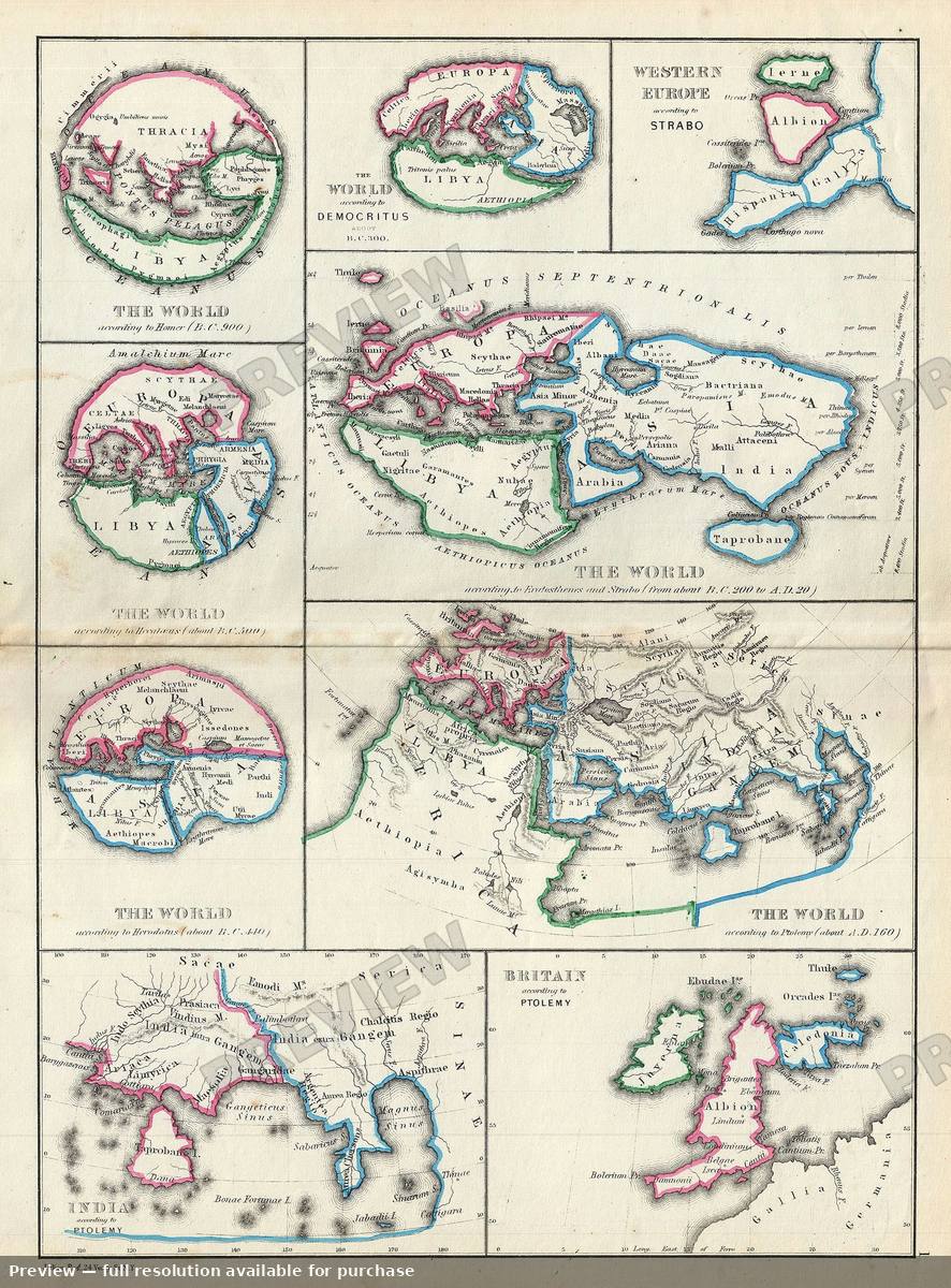 Antique map: Ancients World, 1867