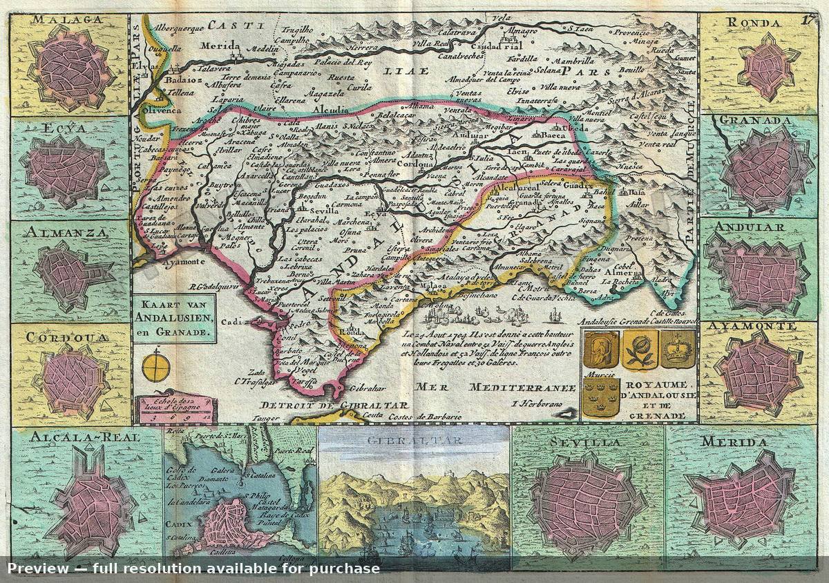 Antique map: Andalusia, 1747