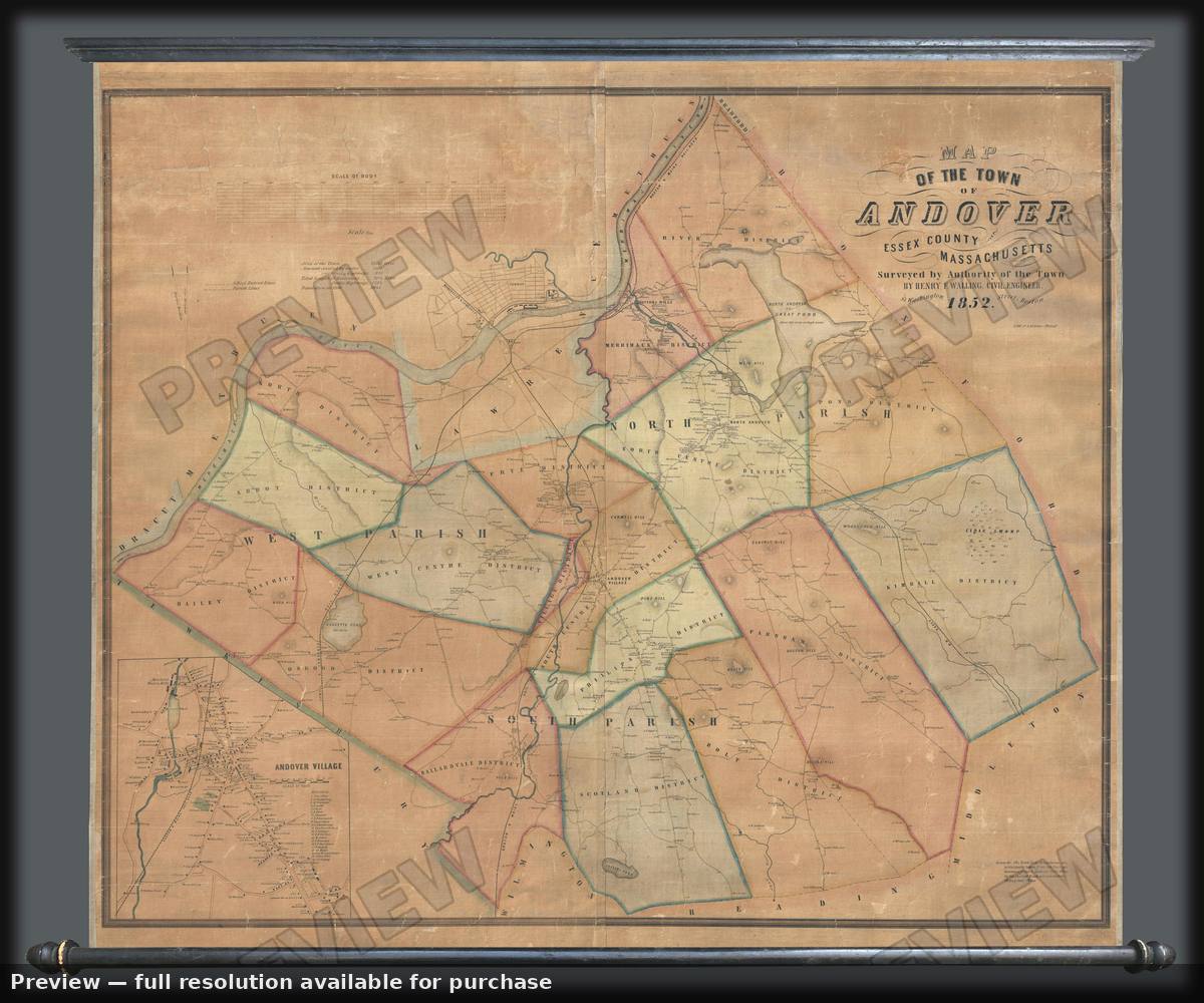 Antique map: Andover, 1852, 1852