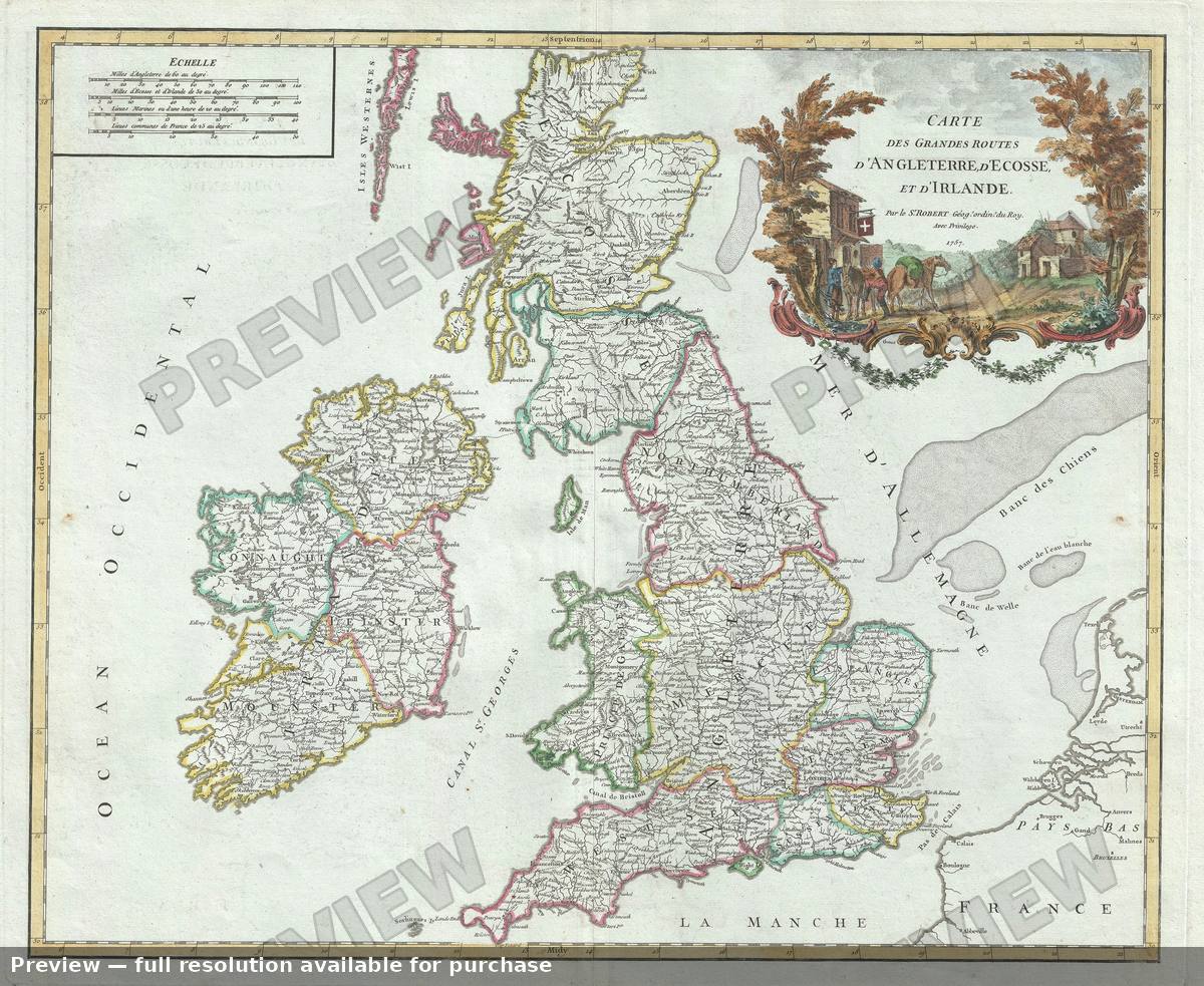 Antique map: Angleterre Ecosse, 1757, 1757